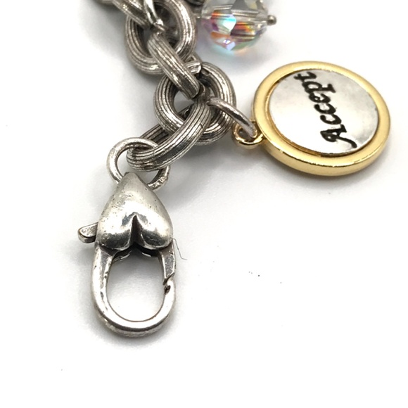 Brighton Charm Bracelet Love Heals Chunky Heart Trust Crystals Boho 8.5" - Picture 9 of 15